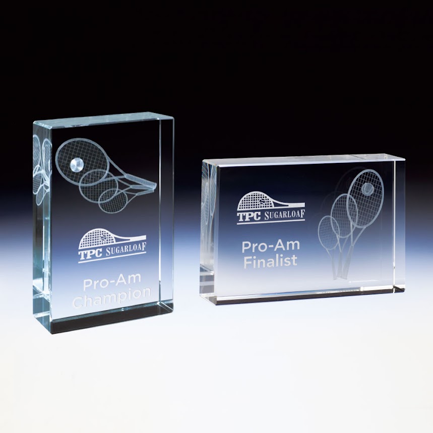 Glass Block with Etched Racquets Award Product Image