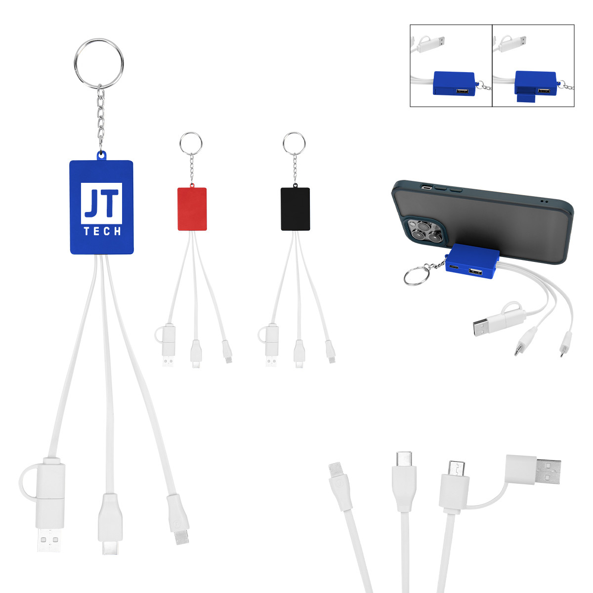 Multi-Charging Cable USB Hub Keyring Product Image