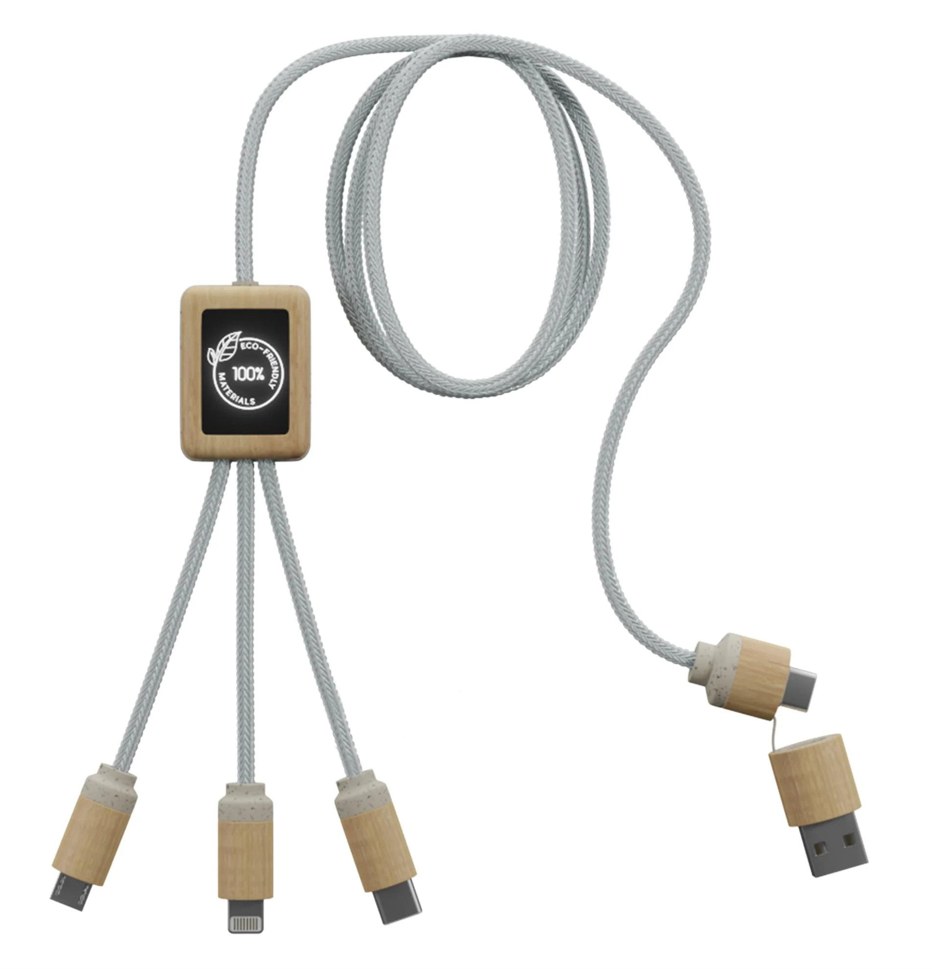 SCX Design™ 5-in-1 2A Bamboo Charging Cable Product Image