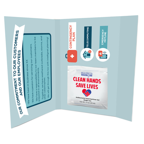 COVID-19 Coronavirus Info Card with Sanitizer Gel Product Image