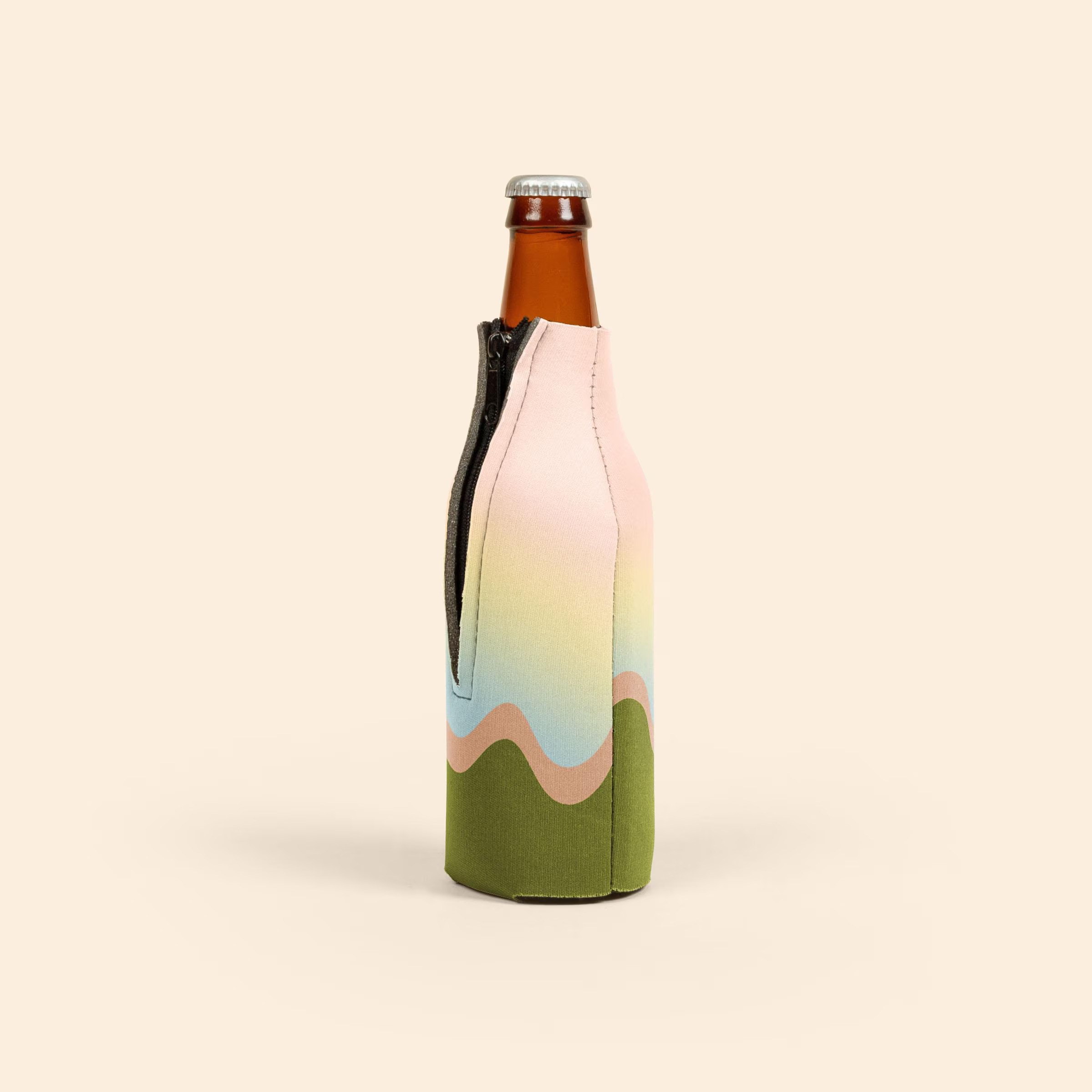 Full Color Zippered Bottle Coolie Can Cooler Product Image