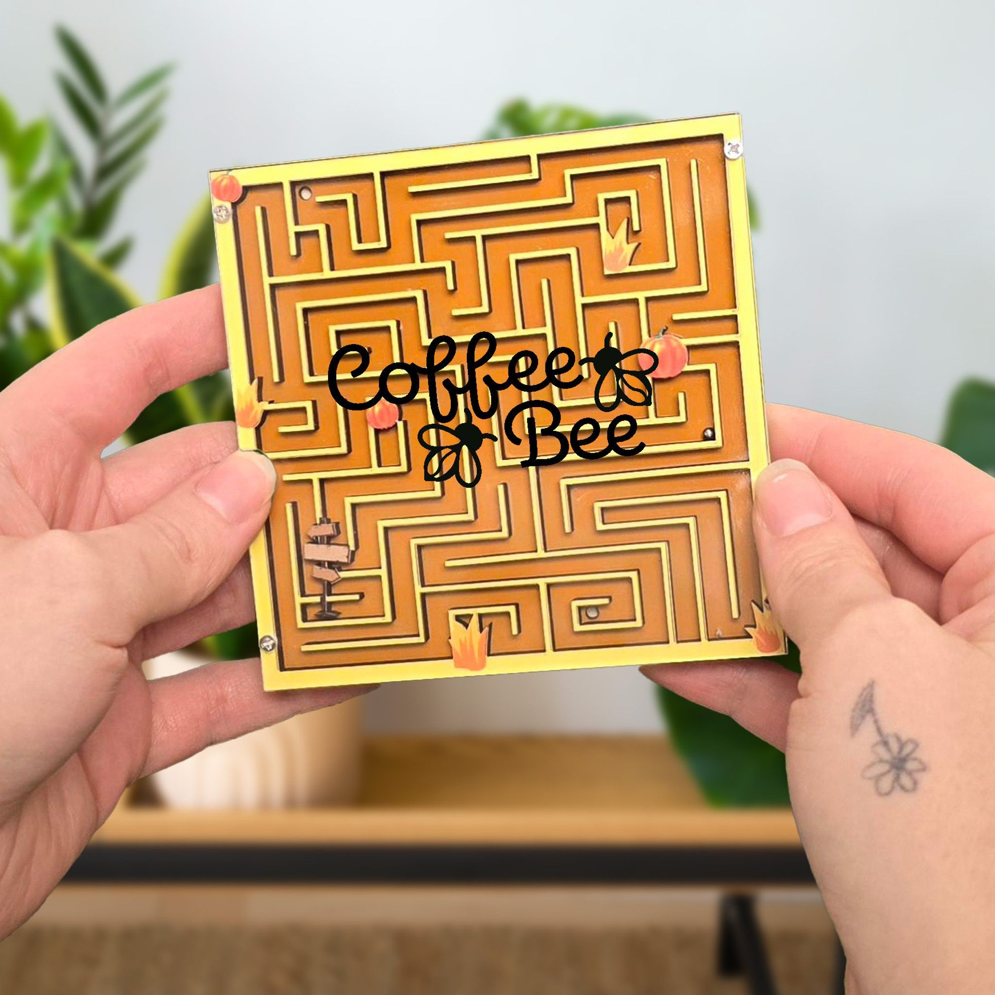 Labyrinth Layered Wood Coaster Product Image