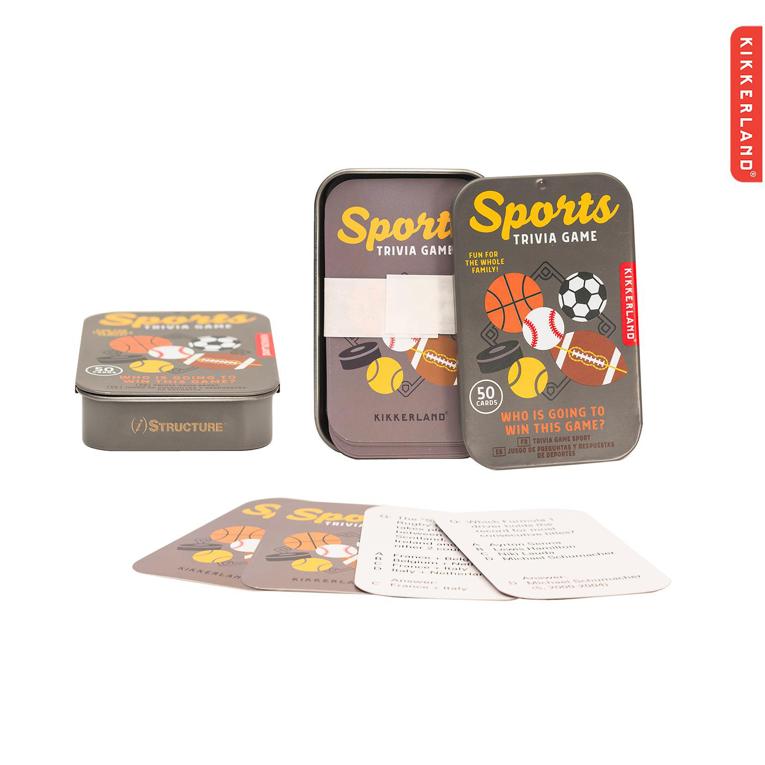 Kikkerland Sports Trivia Card Game in Tin Product Image