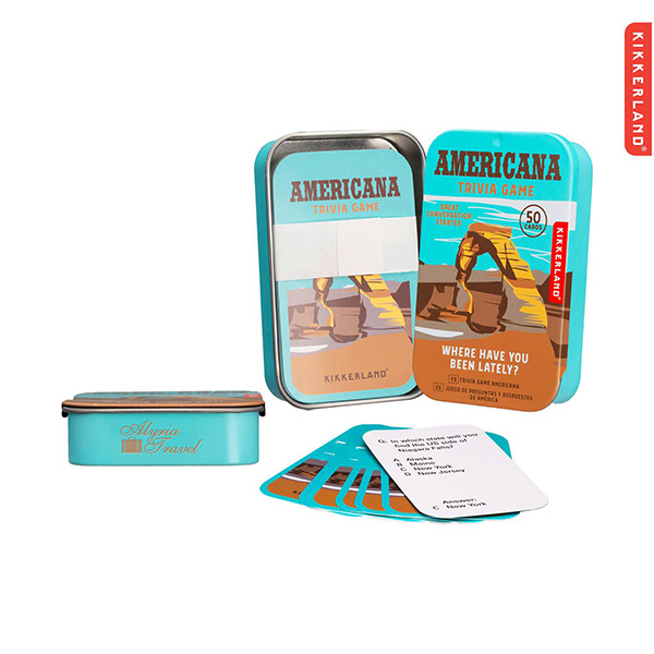 Kikkerland Americana Trivia Card Game in Tin Product Image