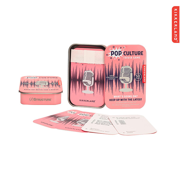Kikkerland Pop Culture Trivia Card Game in Tin Product Image