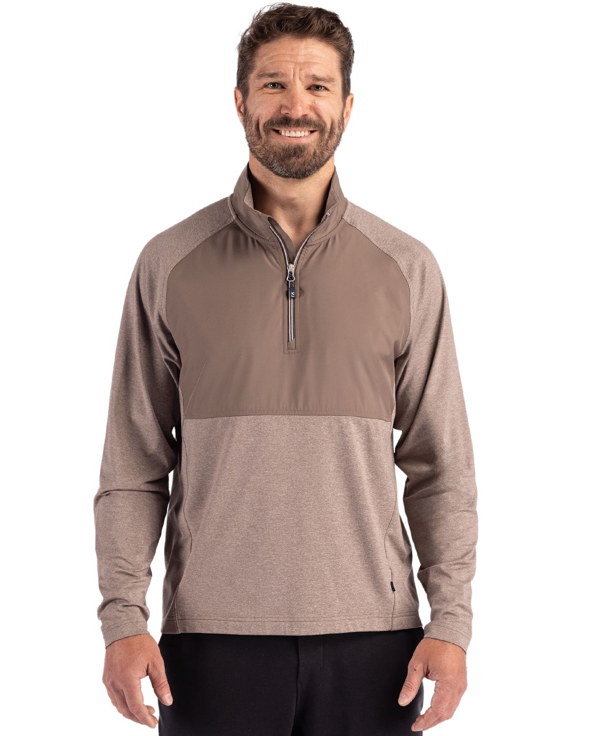 Cutter & Buck® Men's Adapt Eco Knit Hybrid Recycled Quarter Zip Product Image