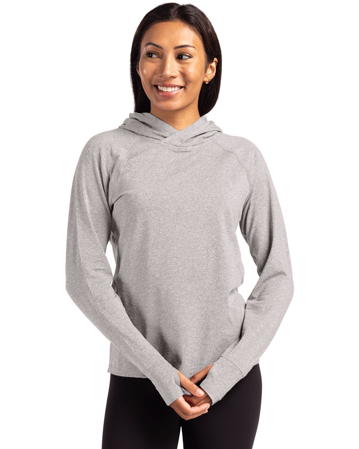 Cutter & Buck® Women's Adapt Eco Knit Recycled Heathered Hooded Pullover Product Image
