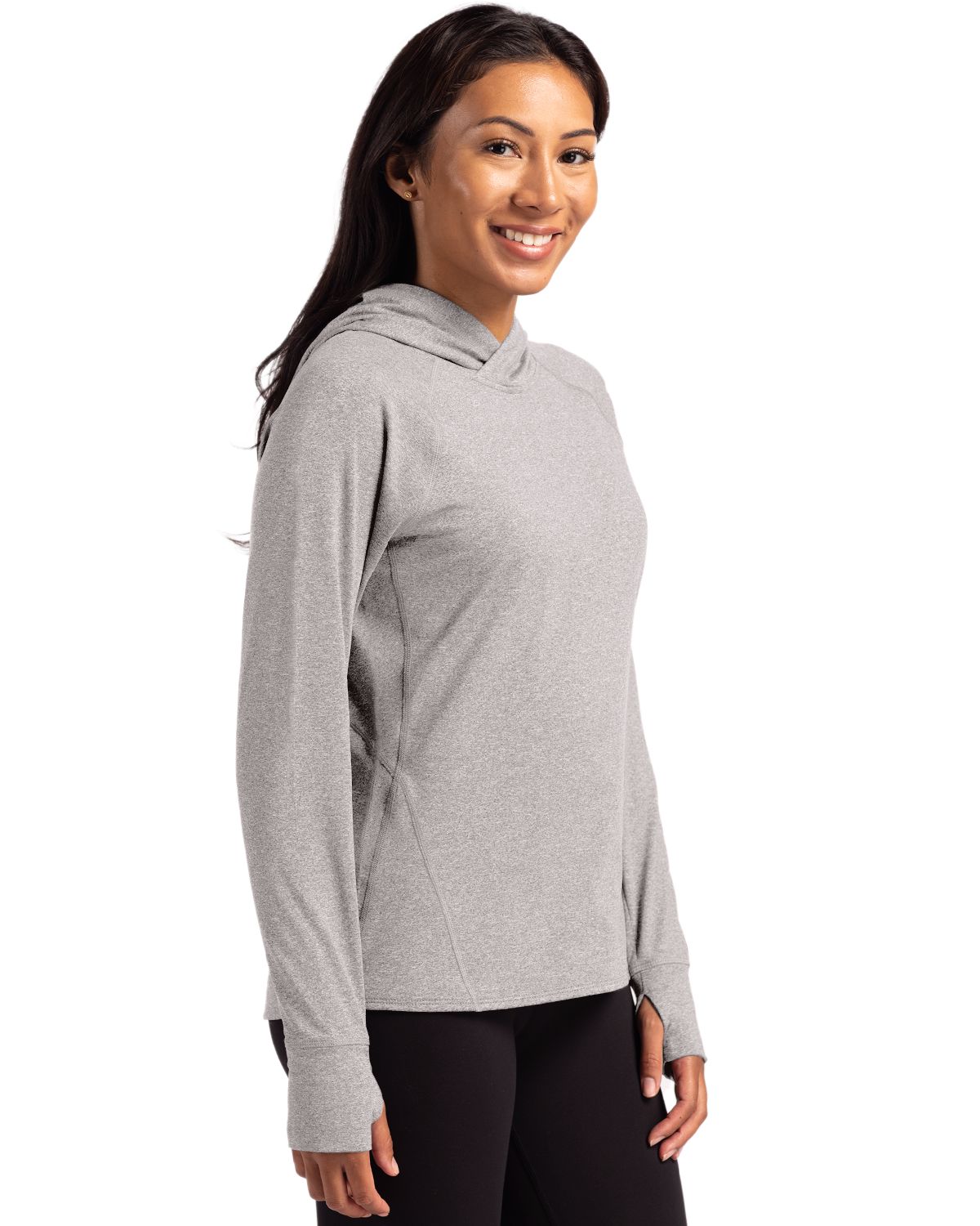 Cutter & Buck® Women's Adapt Eco Knit Recycled Heathered Hooded Pullover Product Image