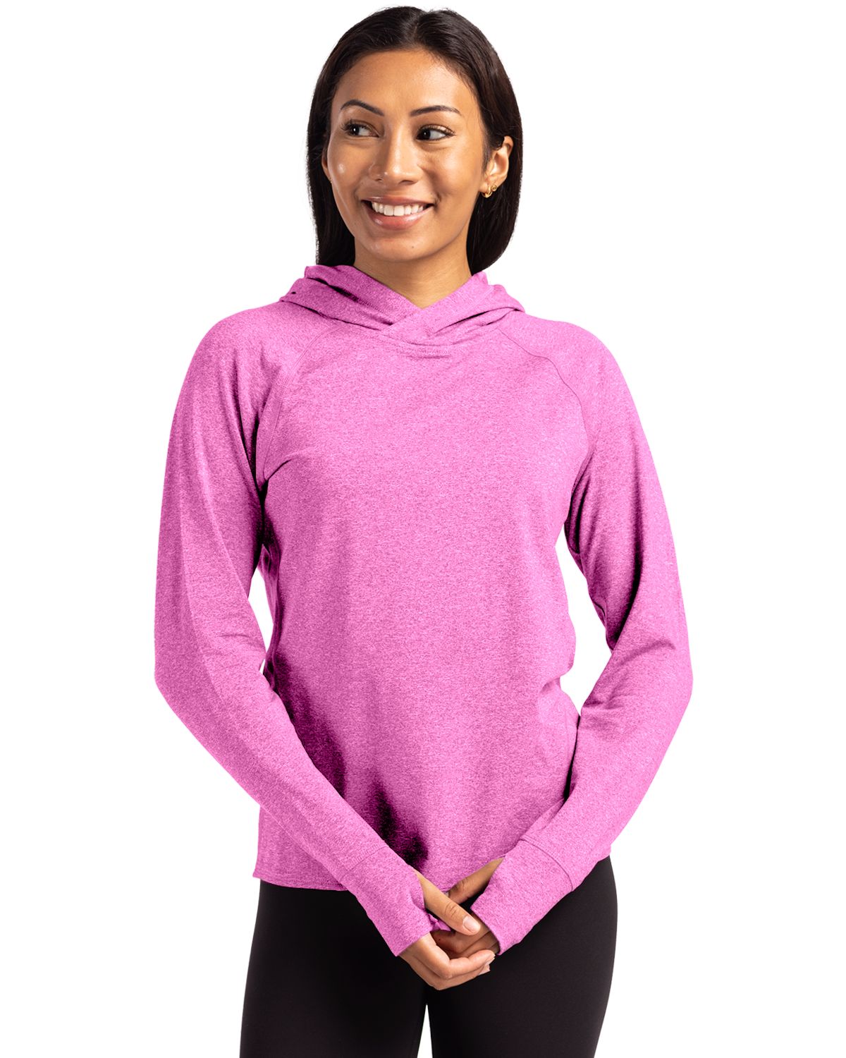 Cutter & Buck® Women's Adapt Eco Knit Recycled Heathered Hooded Pullover Product Image