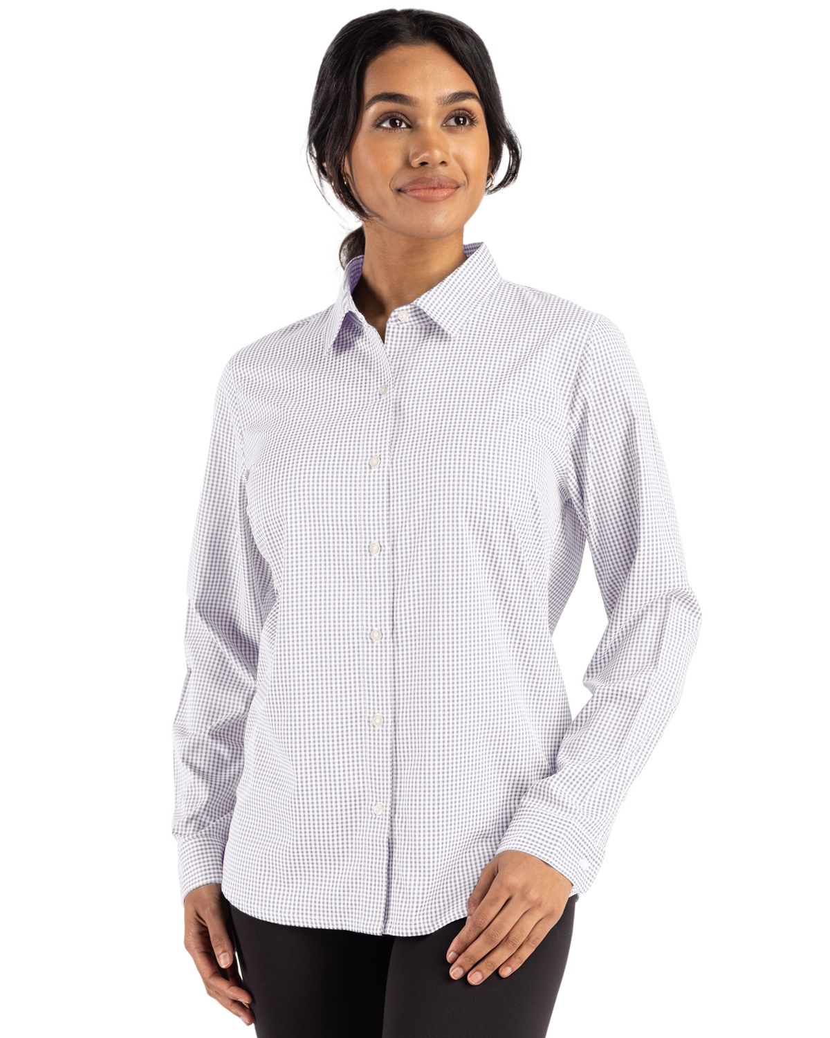 Cutter & Buck® Women's Skyline Eco Recycled Gingham Long Sleeve Dress Shirt Product Image