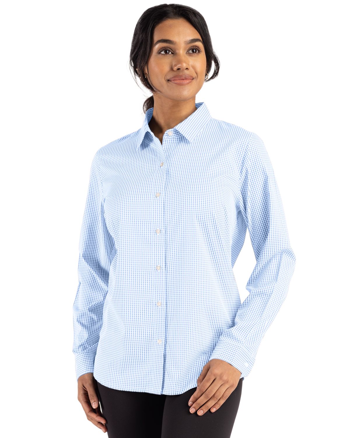 Cutter & Buck® Women's Skyline Eco Recycled Gingham Long Sleeve Dress Shirt Product Image