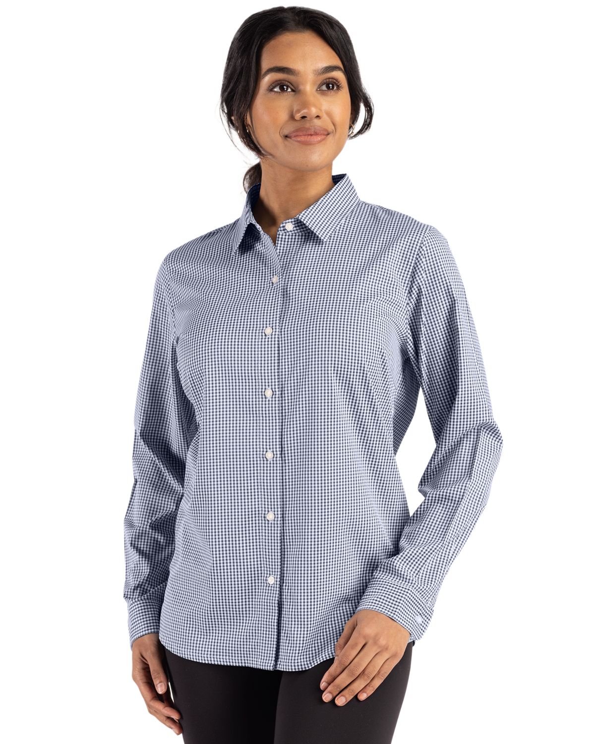 Cutter & Buck® Women's Skyline Eco Recycled Gingham Long Sleeve Dress Shirt Product Image