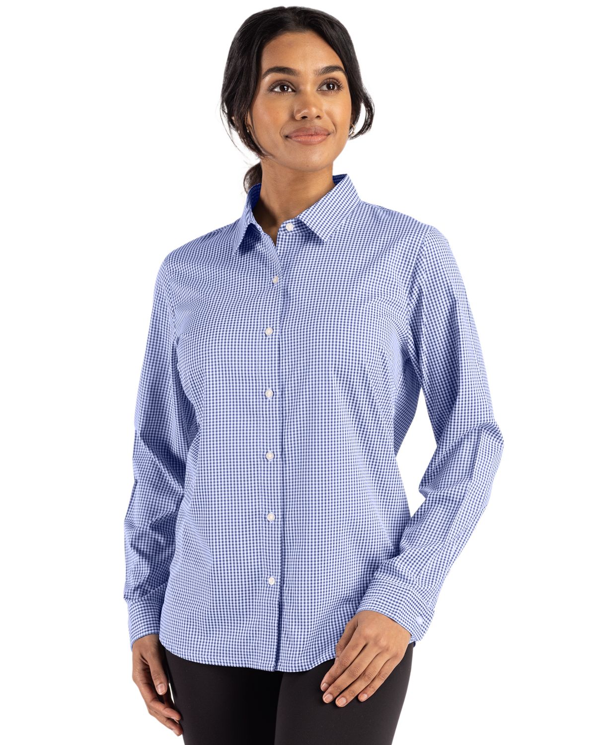 Cutter & Buck® Women's Skyline Eco Recycled Gingham Long Sleeve Dress Shirt Product Image