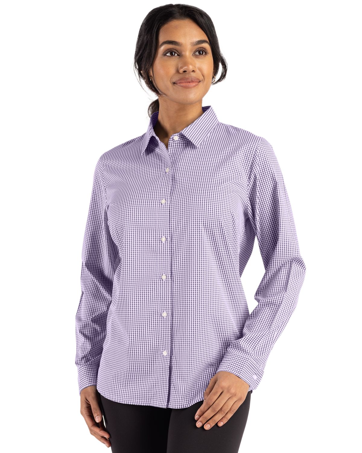 Cutter & Buck® Women's Skyline Eco Recycled Gingham Long Sleeve Dress Shirt Product Image