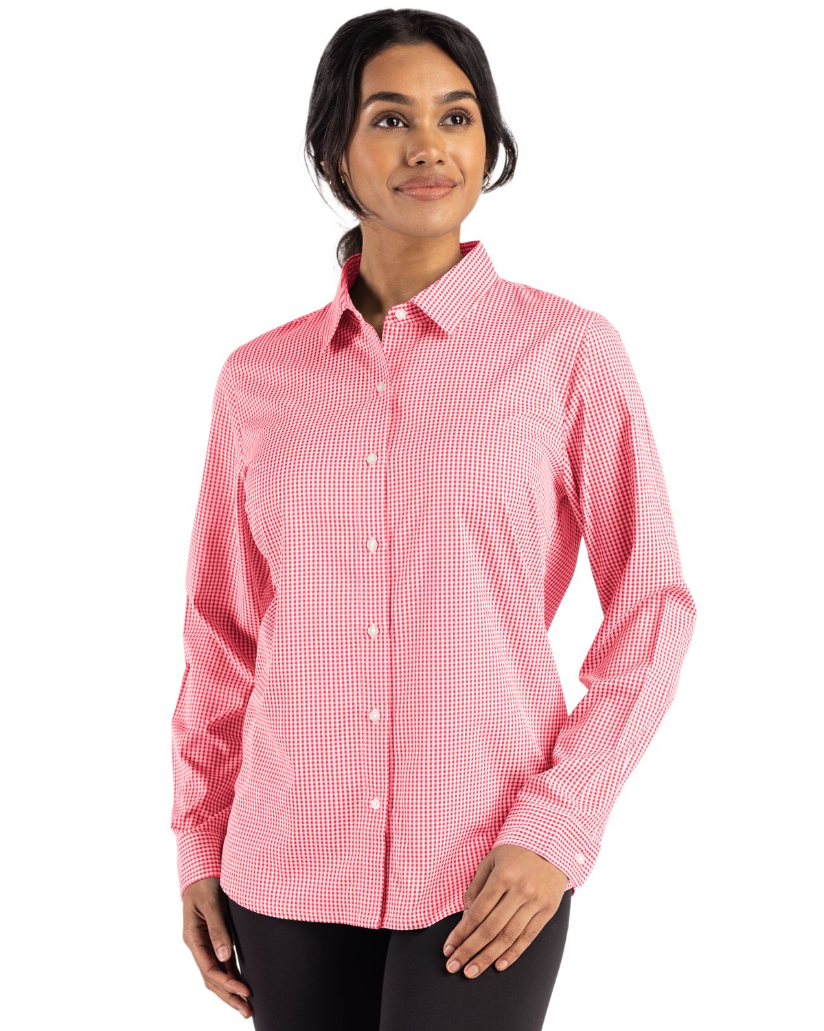 Cutter & Buck® Women's Skyline Eco Recycled Gingham Long Sleeve Dress Shirt Product Image
