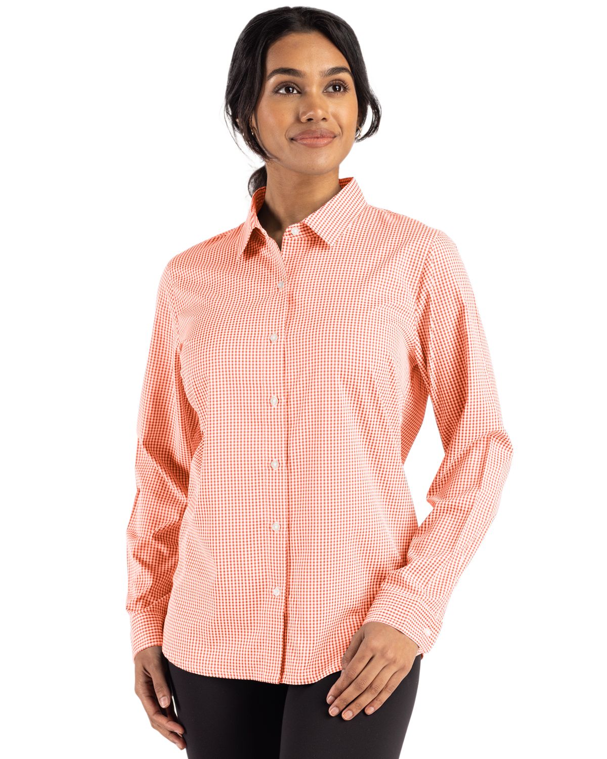 Cutter & Buck® Women's Skyline Eco Recycled Gingham Long Sleeve Dress Shirt Product Image