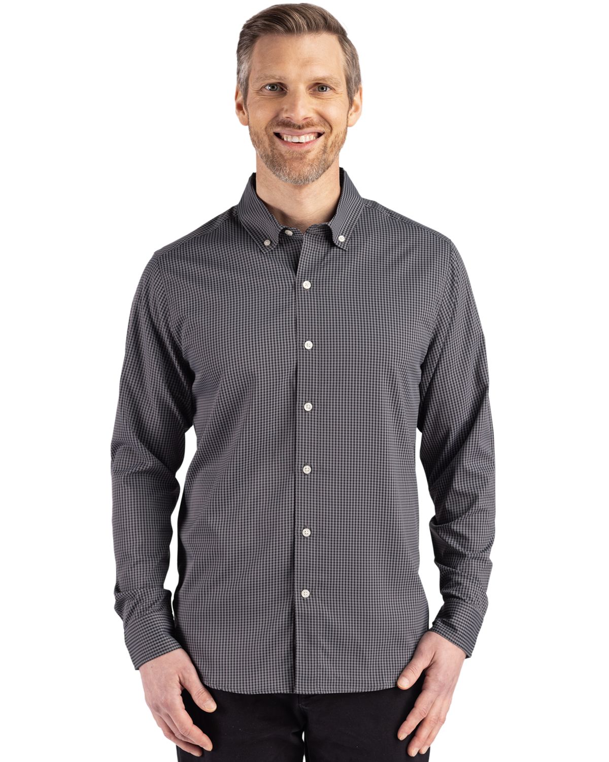 Cutter & Buck® Men's Skyline Eco Recycled Gingham Long Sleeve Dress Shirt Product Image