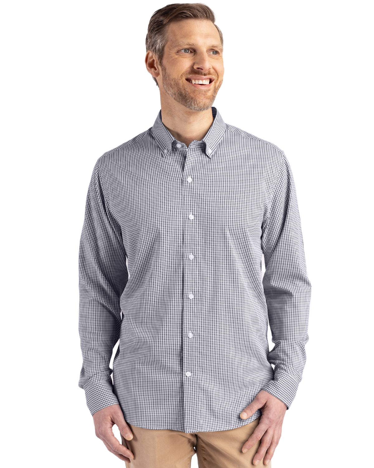 Cutter & Buck® Men's Skyline Eco Recycled Gingham Long Sleeve Dress Shirt Product Image