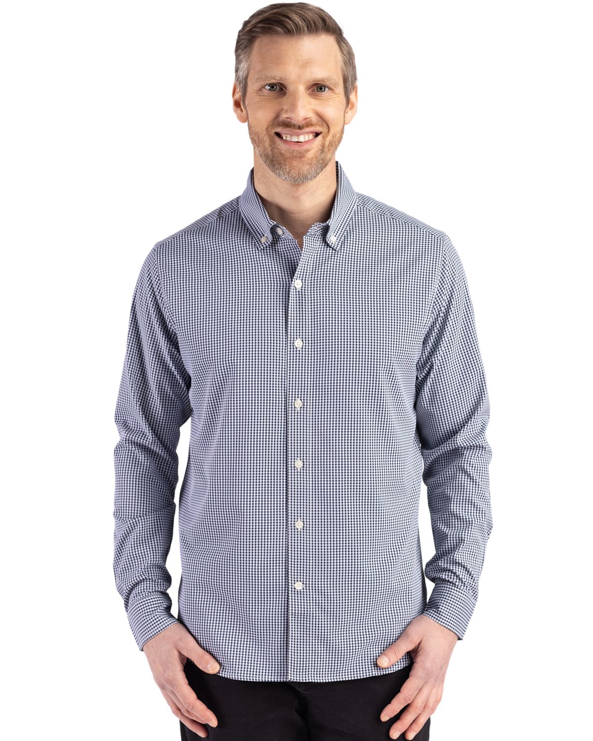 Cutter & Buck® Men's Skyline Eco Recycled Gingham Long Sleeve Dress Shirt Product Image