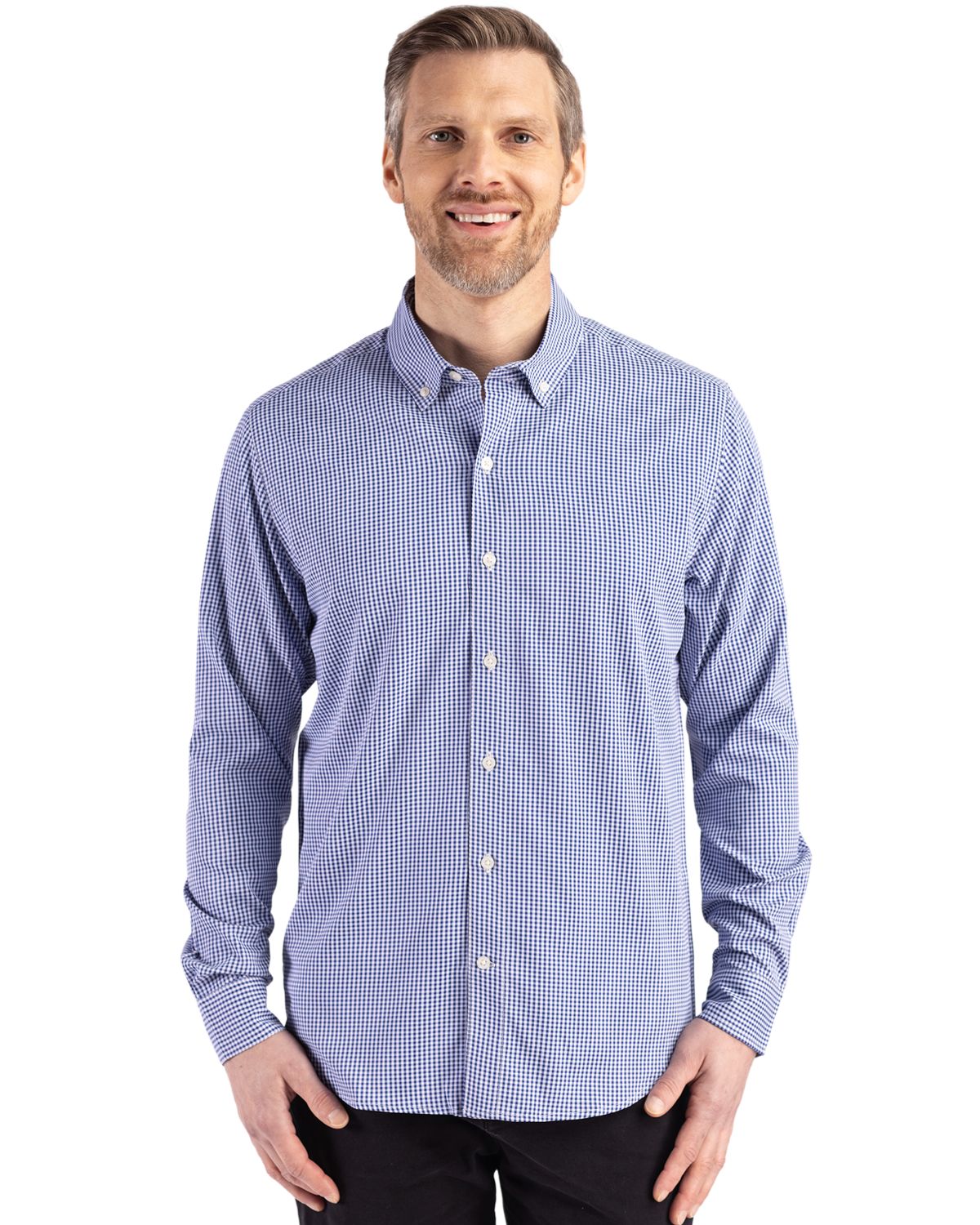 Cutter & Buck® Men's Skyline Eco Recycled Gingham Long Sleeve Dress Shirt Product Image