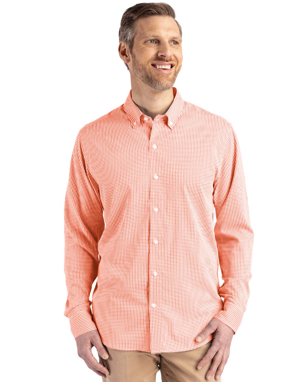 Cutter & Buck® Men's Skyline Eco Recycled Gingham Long Sleeve Dress Shirt Product Image