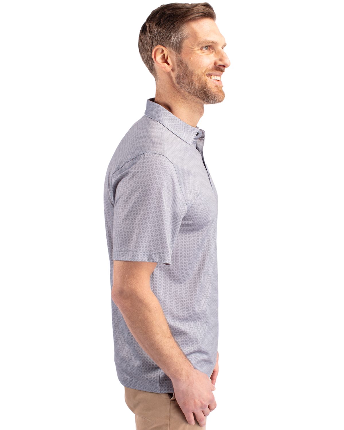 Cutter & Buck® Men's Pike Eco Tonal Geo Print Stretch Recycled Polo Product Image