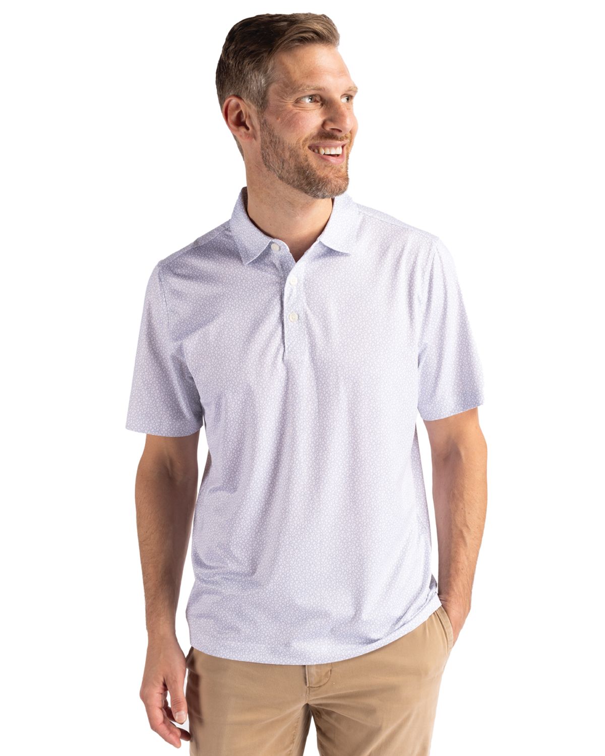 Cutter & Buck® Men's Pike Eco Pebble Print Stretch Recycled Polo Product Image