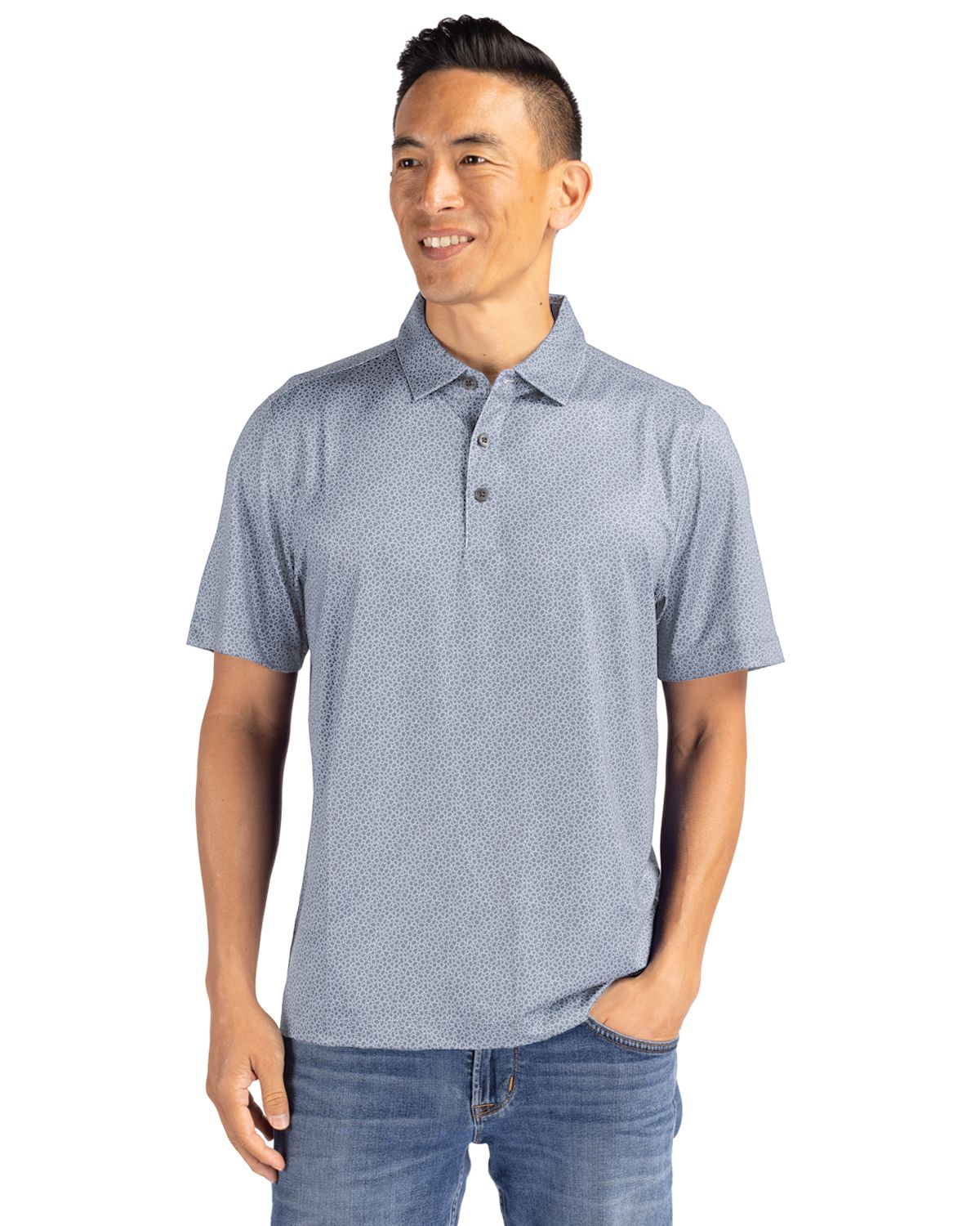 Cutter & Buck® Men's Pike Eco Pebble Print Stretch Recycled Polo Product Image