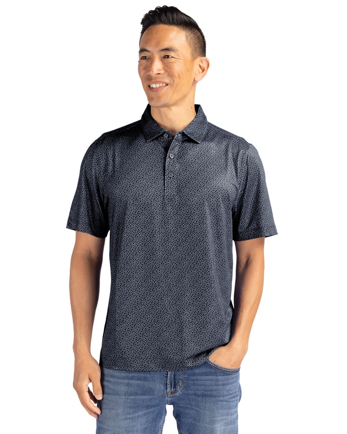 Cutter & Buck® Men's Pike Eco Pebble Print Stretch Recycled Polo Product Image