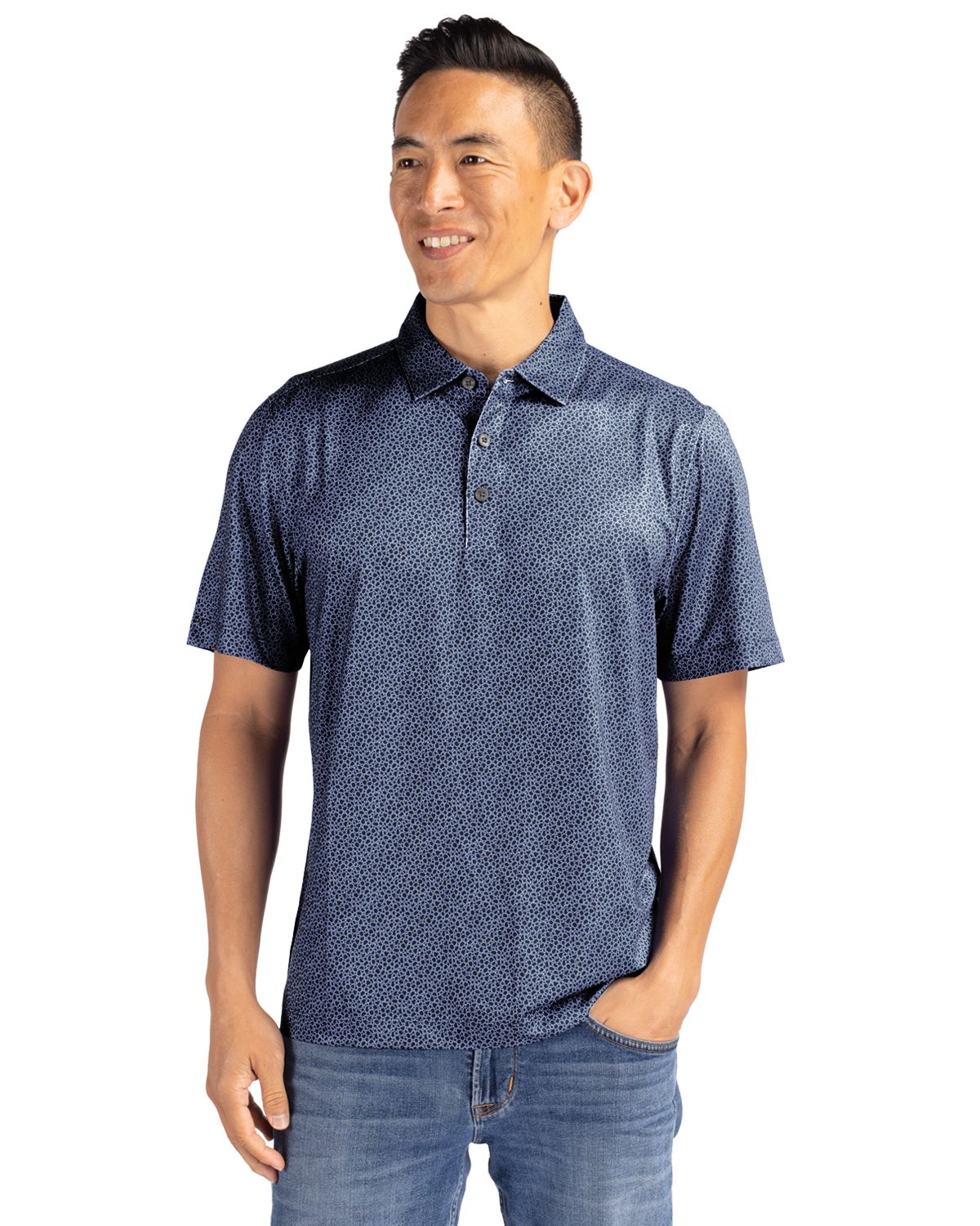 Cutter & Buck® Men's Pike Eco Pebble Print Stretch Recycled Polo Product Image