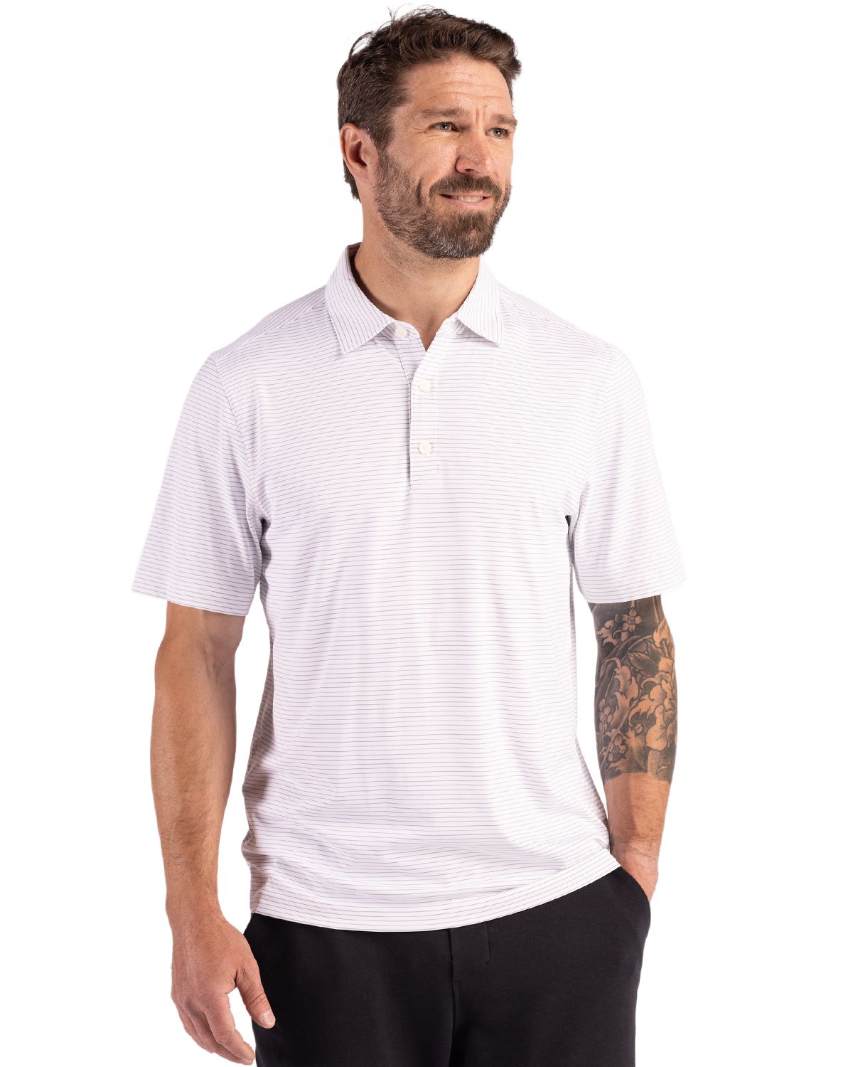 Cutter & Buck® Forge Eco Fine Line Stripe Stretch Recycled Mens Polo Product Image
