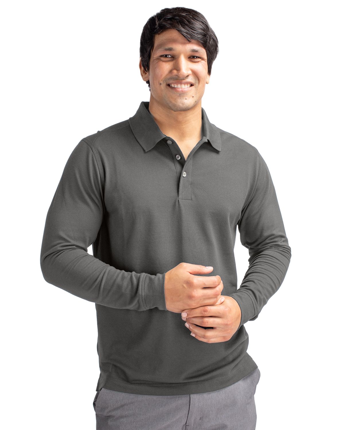 Cutter & Buck® Men's Advantage Eco Tri-Blend Pique Long Sleeve Polo Product Image