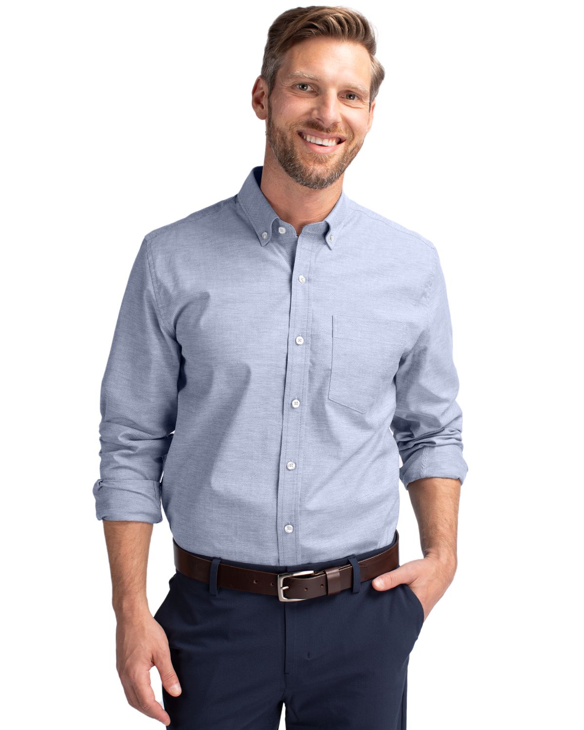 Cutter & Buck® Stretch Oxford Mens Long Sleeve Dress Shirt Product Image