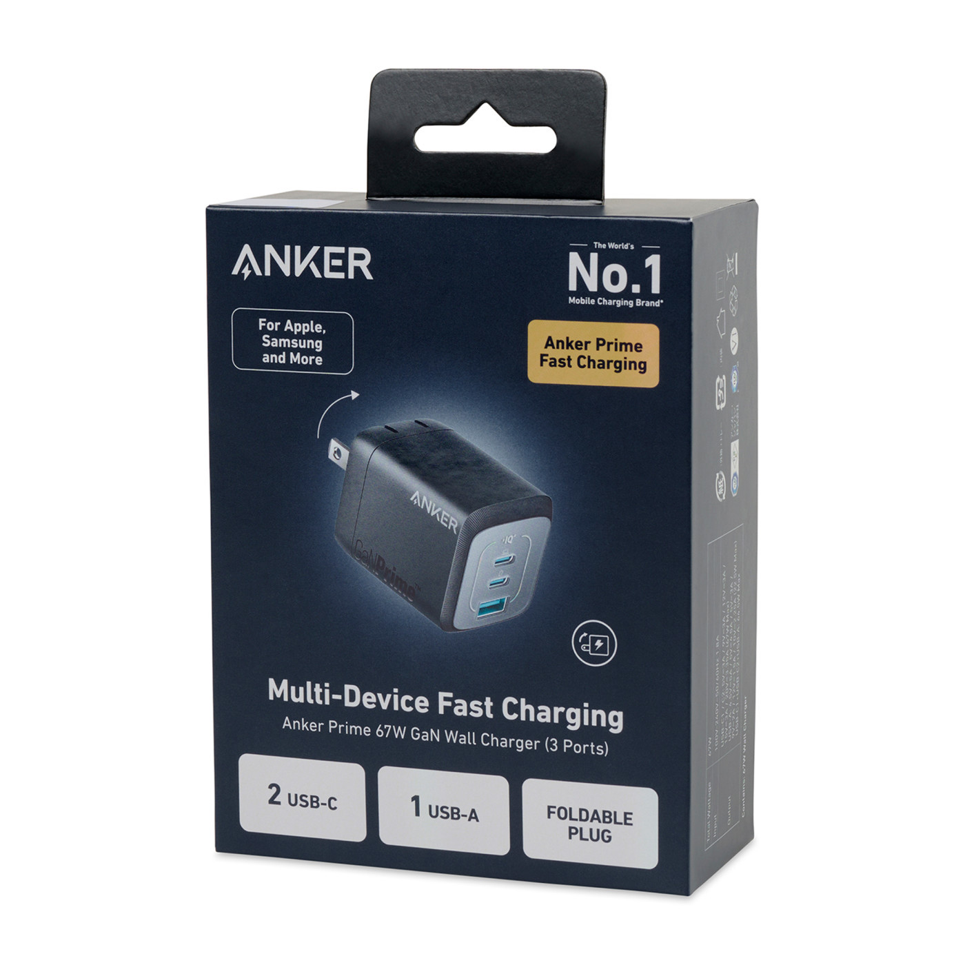 Anker® Prime 67W GaN 3 Port Wall Charger Product Image