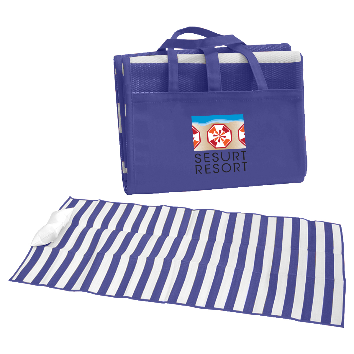 Striped Personalized Beach Towel Mat Product Image