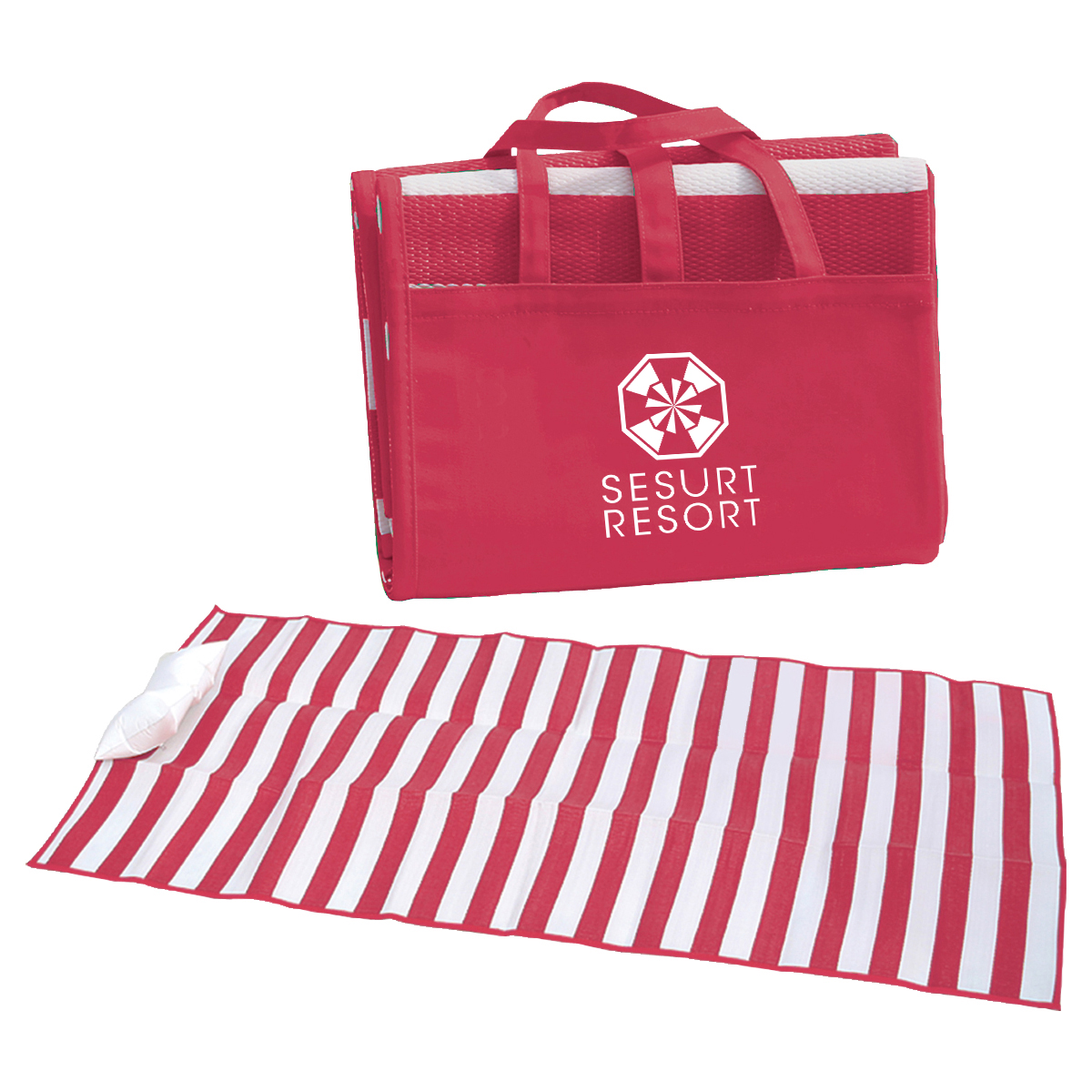 Striped Personalized Beach Towel Mat Product Image