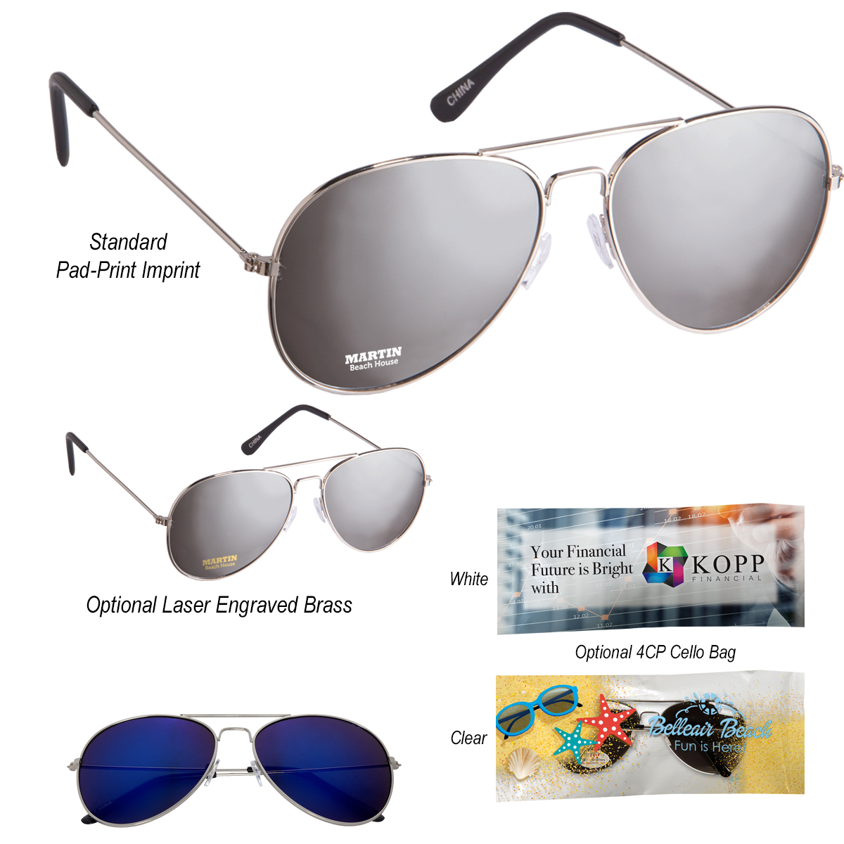 Color Mirrored Aviator Sunglasses Product Image