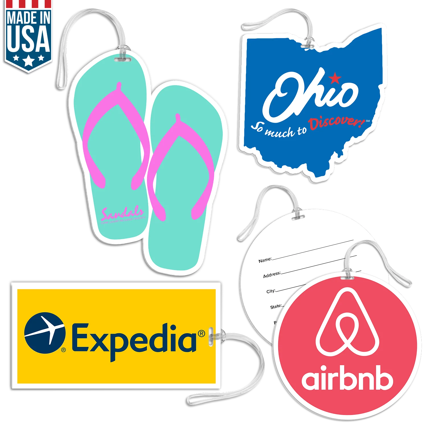 Full Color Custom Shaped Bag Tag w/ Clear Loop Product Image