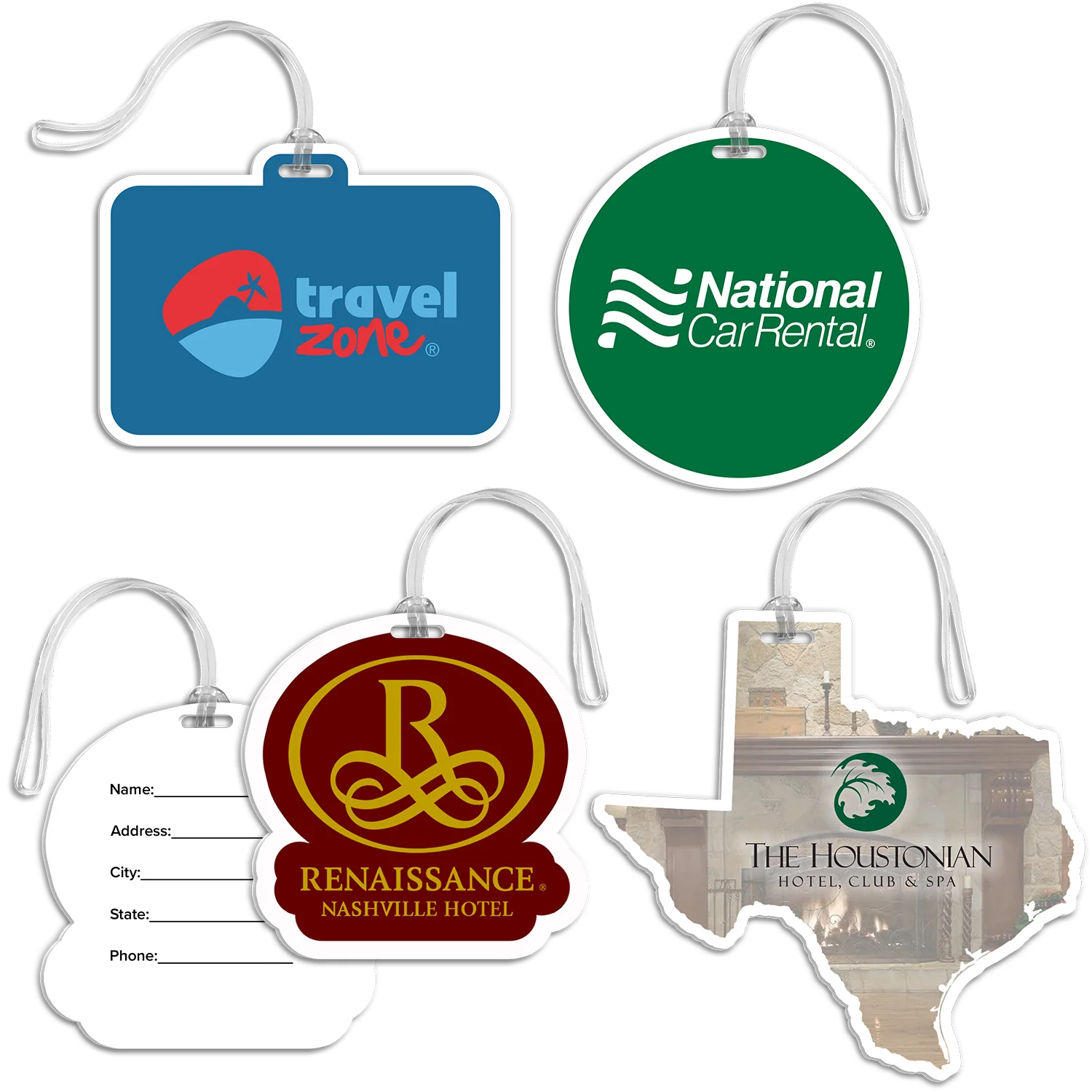Full Color Custom Shaped Bag Tag w/ Clear Loop Product Image