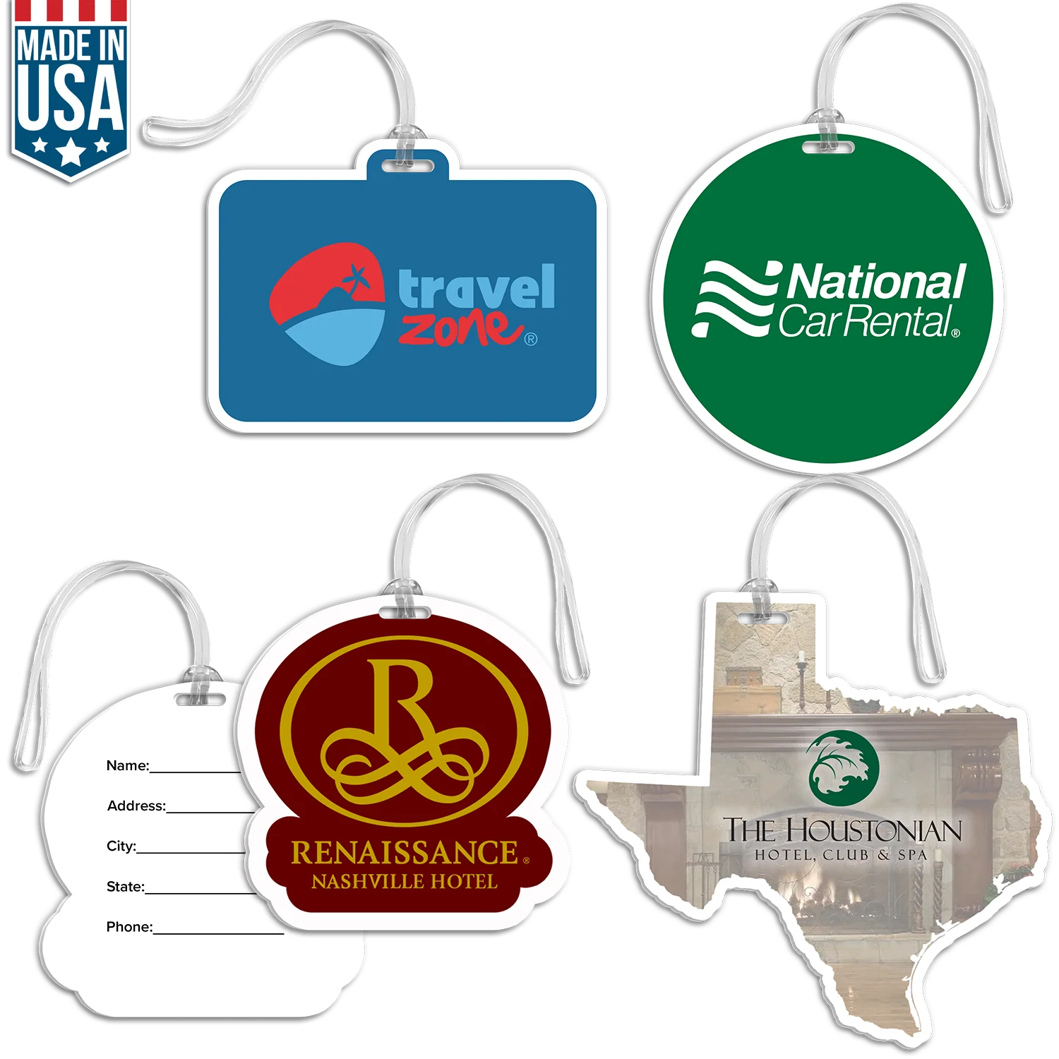 XL Full Color Custom Shaped Bag Tag w/ Clear Loop Product Image