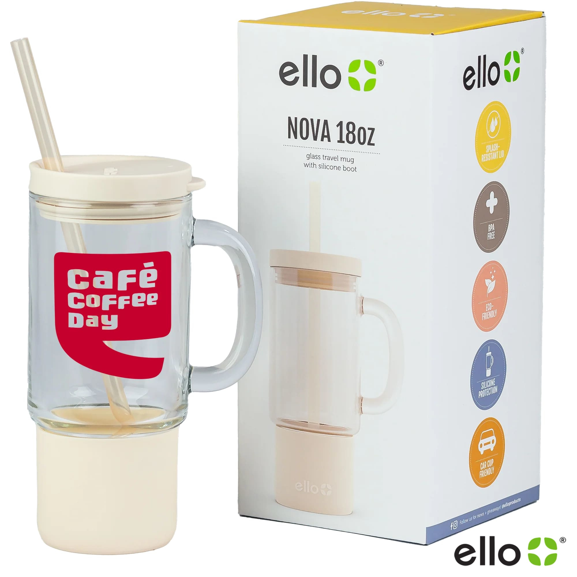 Ello® Nova Glass Travel Mug - 18 oz. Product Image