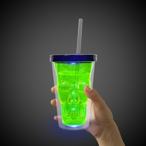Neon Green LED Skull Cup Product Image
