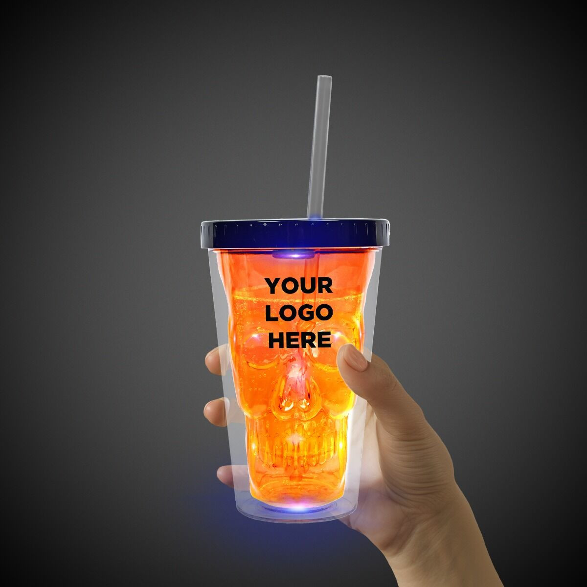 Neon Orange LED Skull Cup Product Image