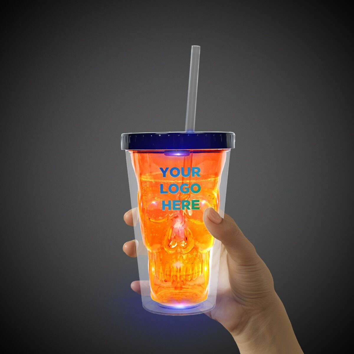 Neon Orange LED Skull Cup Product Image