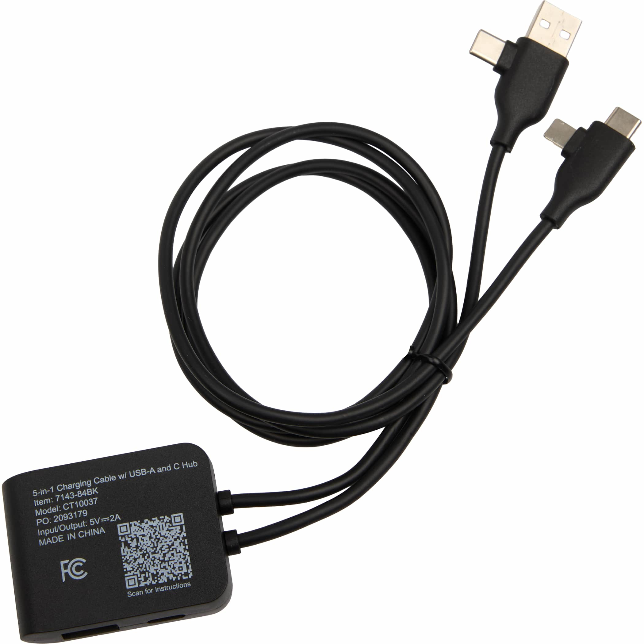 5-in-1 Charging Cable with USB-A/C Hub Product Image