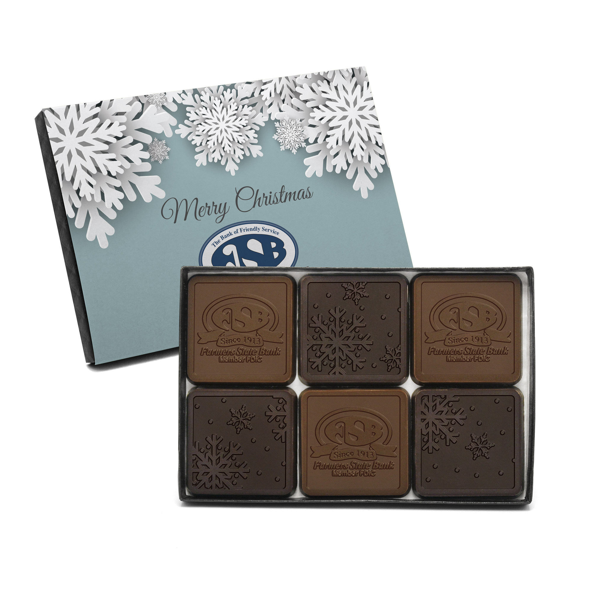 12-Piece Ensemble Chocolate Box with Full Color Box Sleeve Product Image