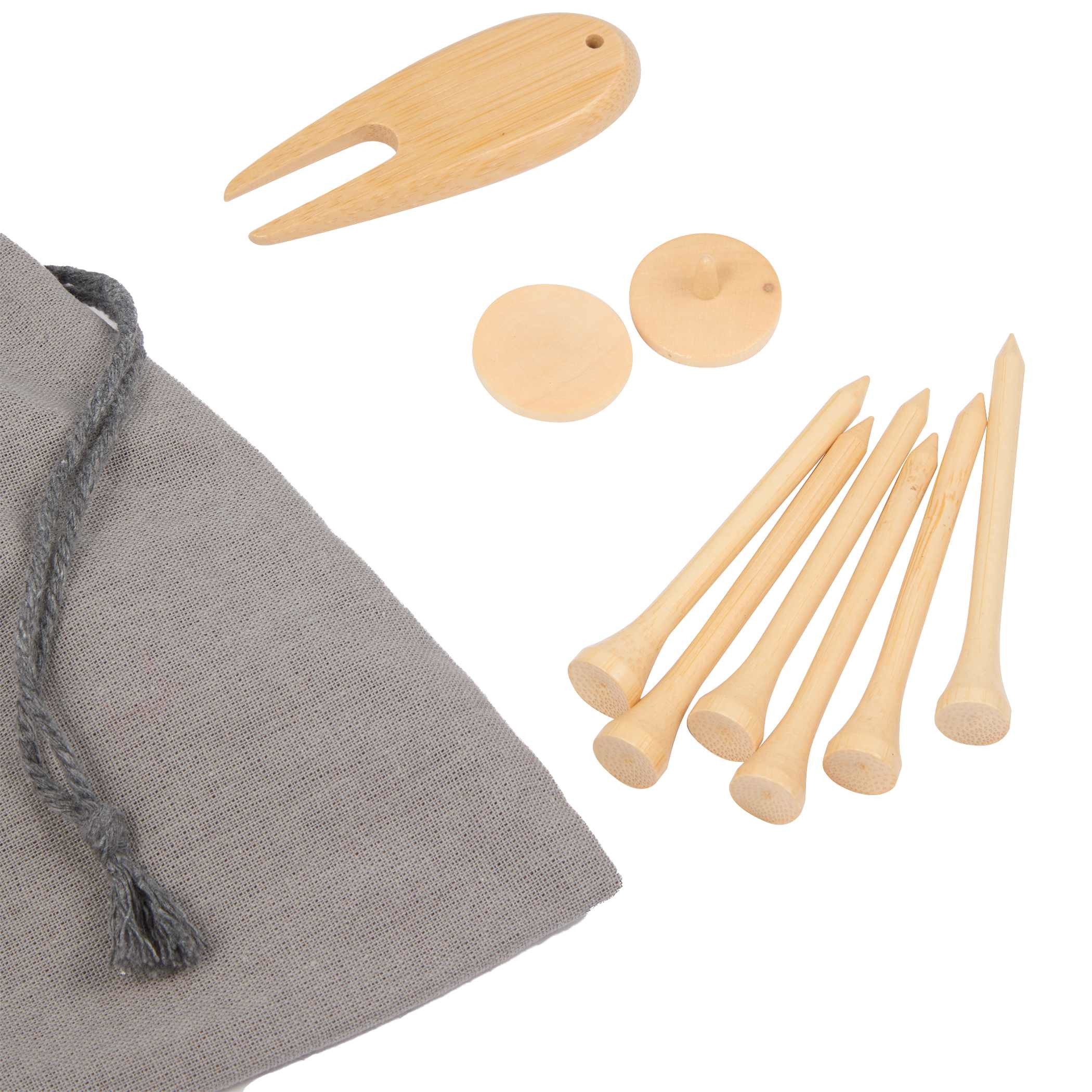 Bamboo Golf Tee Set with Recycled Pouch Product Image