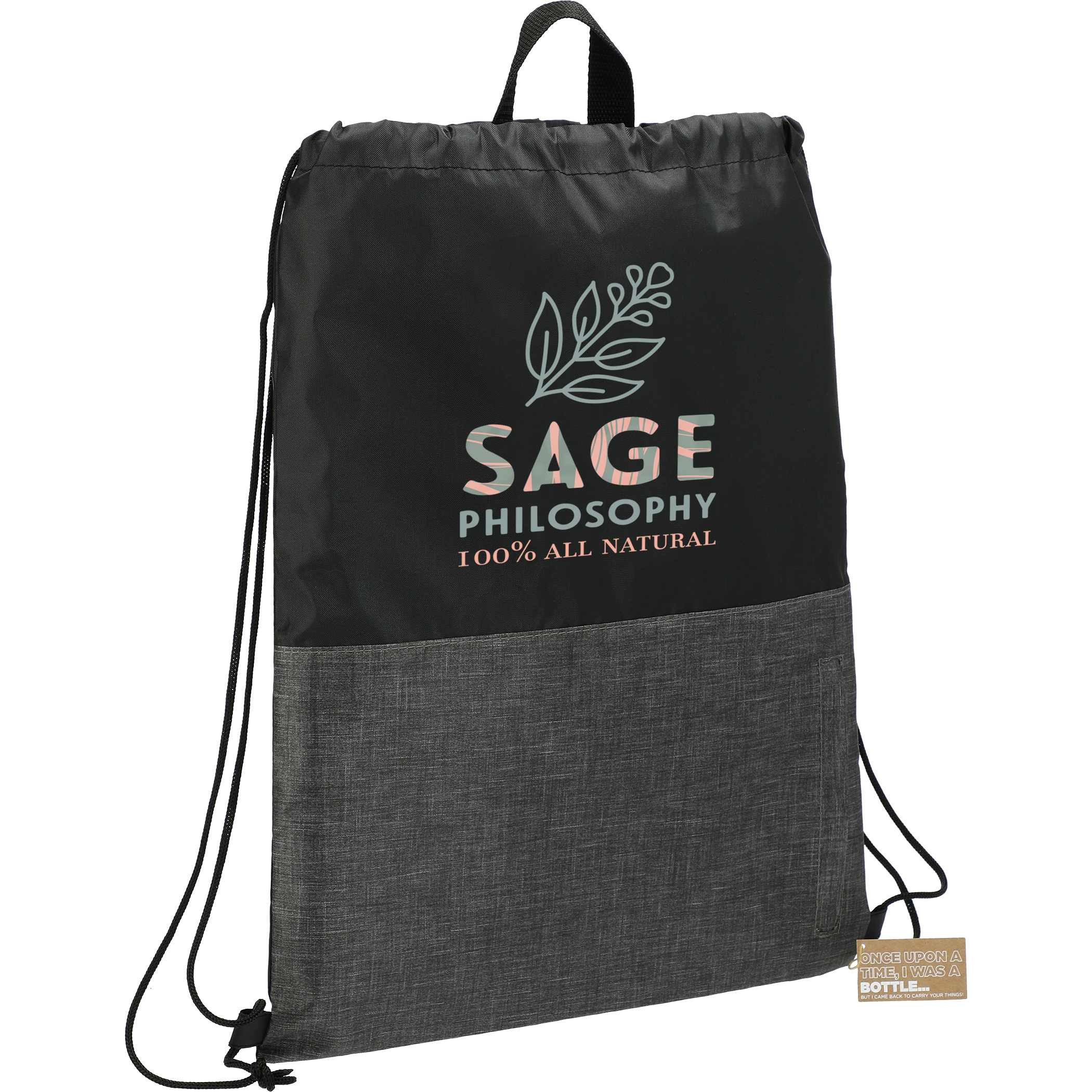 Ash Zippered Recycled Drawstring Bag Product Image