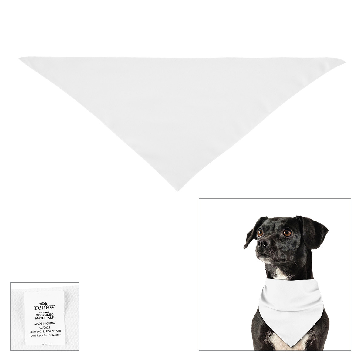 Full Color Small Triangle rPET Pet Bandana Product Image