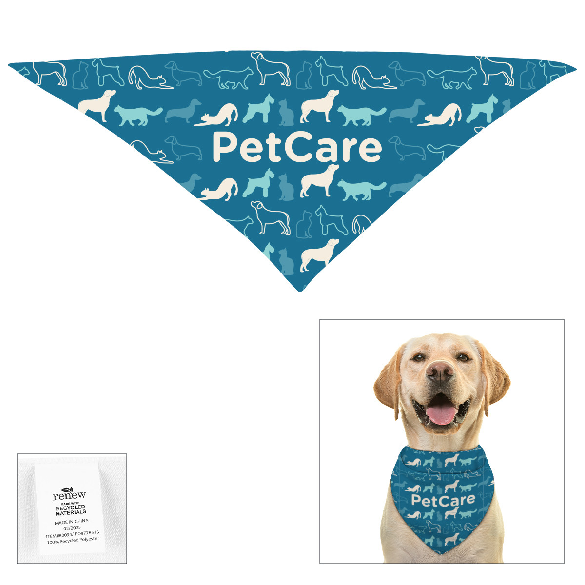 Full Color Large Triangle rPET Pet Bandana Product Image